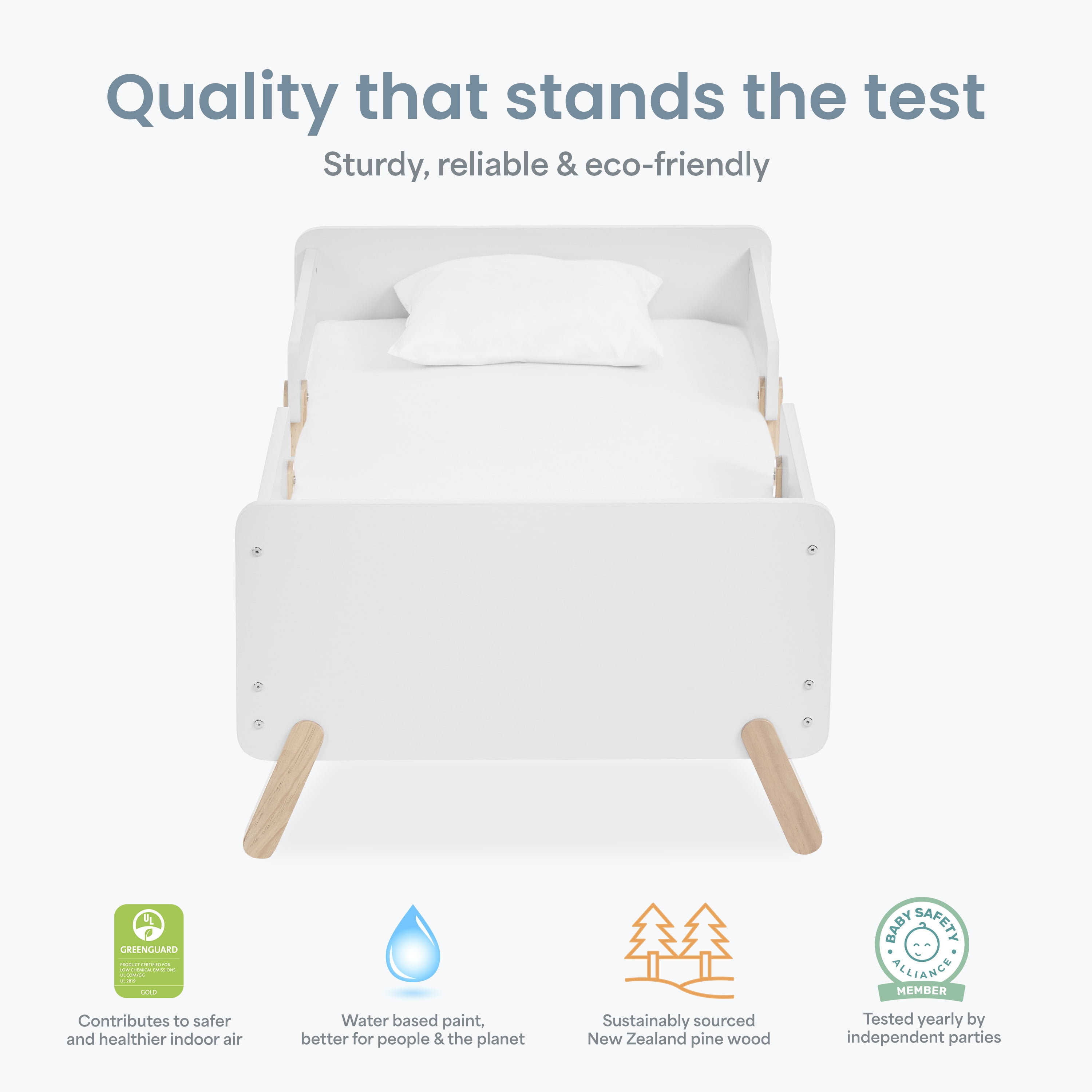 Dream on Me Osko Convertible Toddler Bed, JPMA & Greenguard Gold Certified, White/Natural