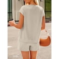 thumbnail image 5 of Gleelaud New Summer Women's 2-Piece Set V-Neck Button Top & Pocketed Drawstring Shorts for Home & Outdoor, 5 of 6