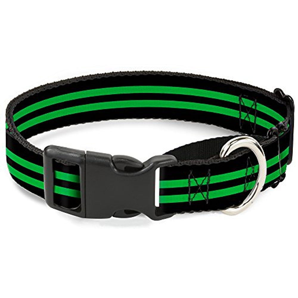 Buckle-Down Stripe Black Green Martingale Dog Collar