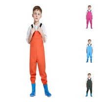 Hpapadks Kids Chest Wader with Non- Boots,Youth Fishing Hunting Waterproof Waiters, Children Boys Girls Breathable Waders Yellow