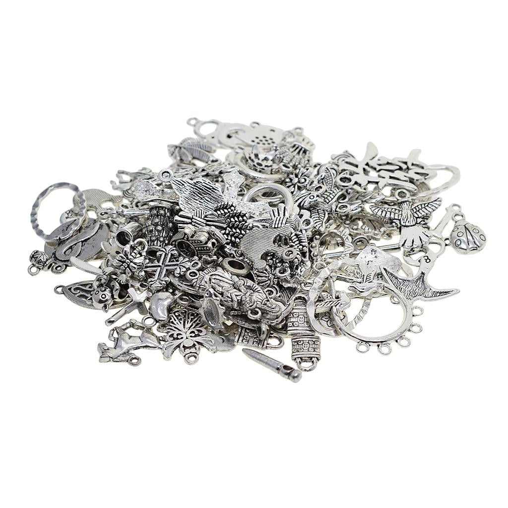 100 Pieces Smooth Tibetan Silver Metal Charms Pendants for DIY Craft Jewelry Making Bracelet Necklace Pendant Earring Accessories 2#
