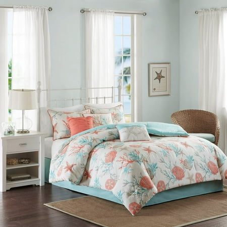 Bedding Sets 7 Piece Cotton Sateen Comforter Set Coral King Bed Sets Comforter Sets