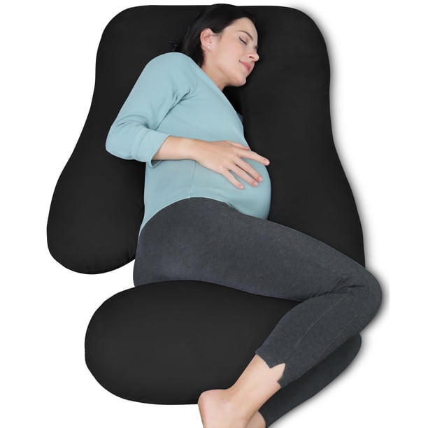 Almohada de embarazo MOON PARK en forma de U para todo el cuerpo con funda negra