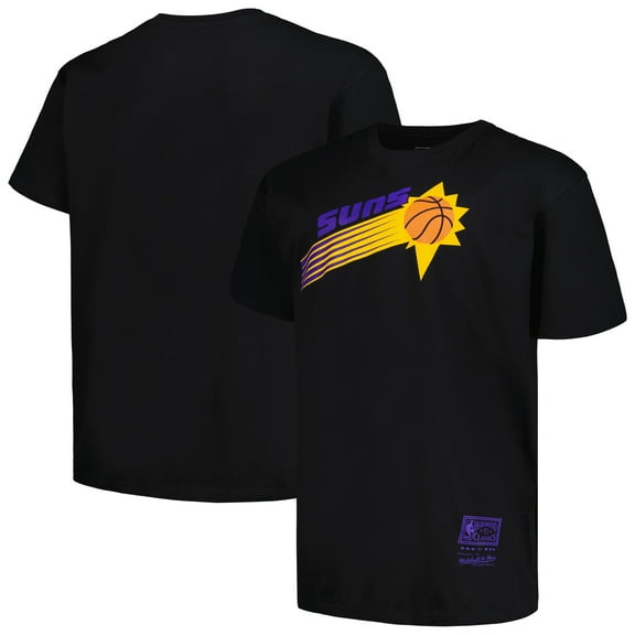 Men's Mitchell & Ness Black Phoenix Suns Big & Tall Hardwood Classics Vintage Logo T-Shirt