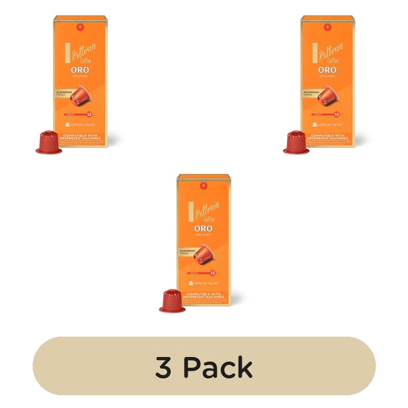 Vittoria Espresso Oro Aluminium Nespresso Compatible Capsules, 10 pods per pack, British Import (Pack of 3)