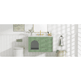 thumbnail image 4 of 30-Inch Floating Bathroom Vanity with Ceramic Sink - Wall-Mounted Green MDF Cabinet, 2 Drawers & 1 Door for Space-Saving Storage and Easy Cleaning, 4 of 9