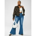 thumbnail image 4 of ZAFUL Plus Size Plaid Zipper Embellishment Jacket Black 3X, 4 of 4