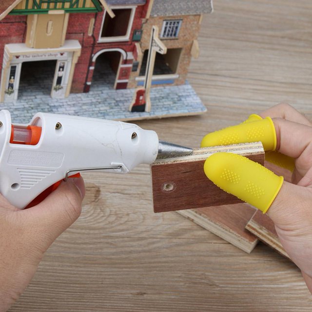 Manga Del Pulgar Antideslizante Pistola de pegamento caliente Tapa de dedo Funda de silicona para dedo (Amarillo 5 piezas