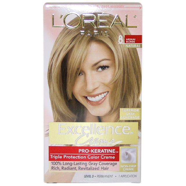 LOreal Paris Color de pelo Excellence Creme Pro - Keratina - Rubio medio # 8 - Natural 1 Application LOreal Paris LOreal Paris Color de pelo 1 Application