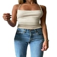 thumbnail image 1 of Camisole pour Femmes Sans Manches Crop Top Ajusté Bretelles Spaghetti, 1 of 6