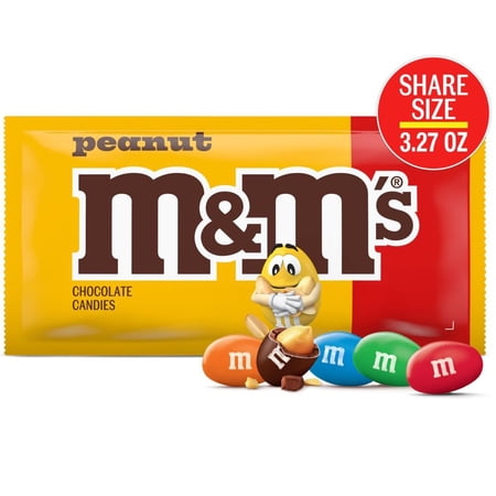 M&MS Peanut Milk Chocolate Candy Share Size 3.27 oz Bag - Pack of 3