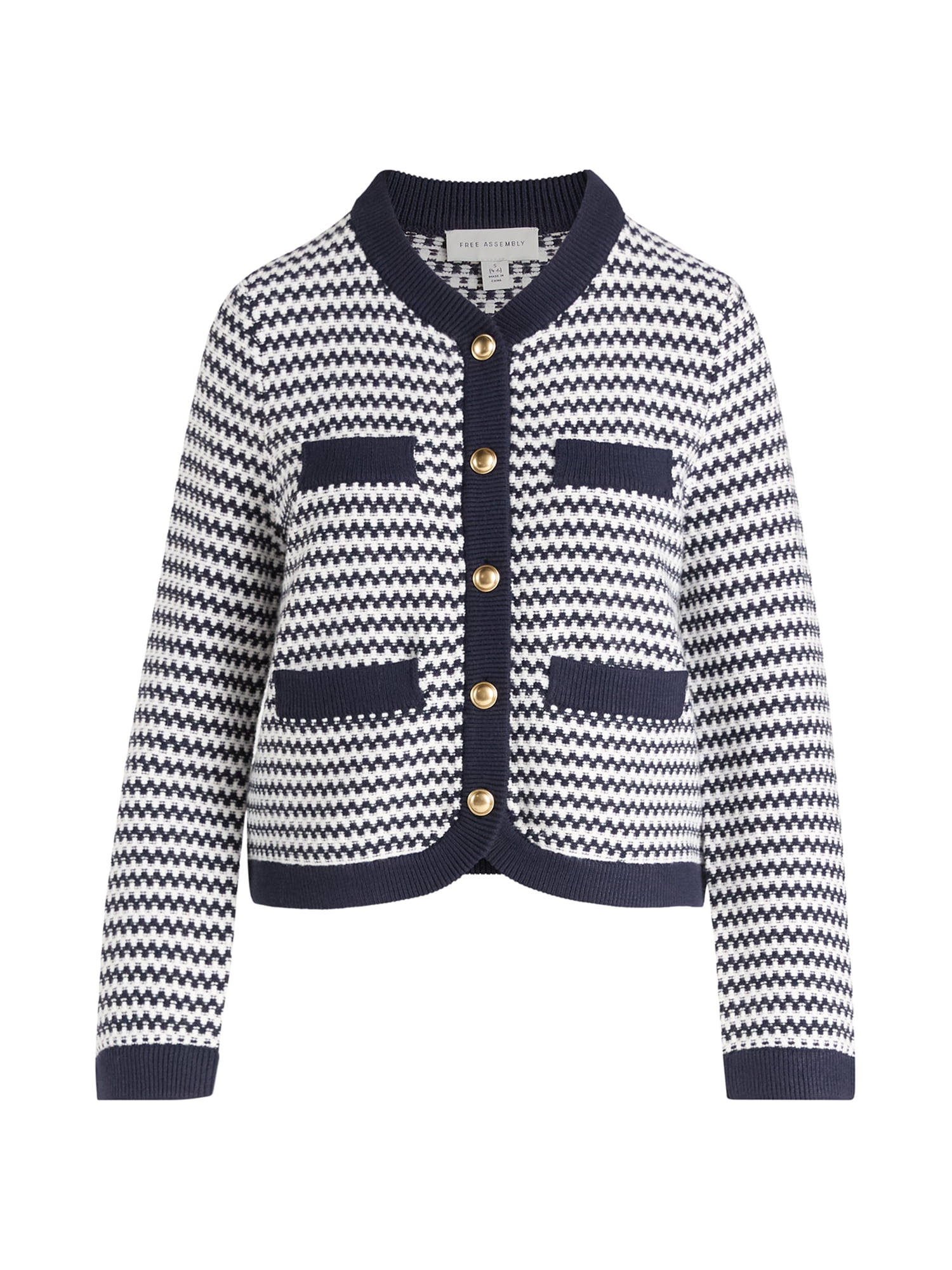 Free Assembly Women's and Women's Plus Textured Cardigan Sweater with Welt Pockets, Lightweight, Sizes XS-4X