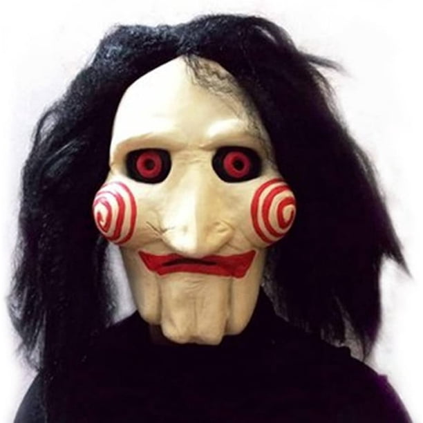 Máscara de látex de cabeza completa li wang Halloween Jigsaw Puppet