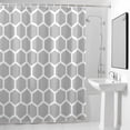 thumbnail image 4 of Gray Moroccan Hexagon Fabric Shower Curtain Geometric Art Washable Shower Curtains for Bathroom, Waterproof Bath Curtain with Hooks Home Decor 72x72in, 4 of 8