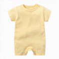 thumbnail image 2 of KPOPLK Baby Boy Pajama Lightweight Short Sleeve Baby Romper Jumpsuit with Snap Closure Infant Newborn Boy Sleep Clothes Size 12-18 Months,Yellow, 2 of 4