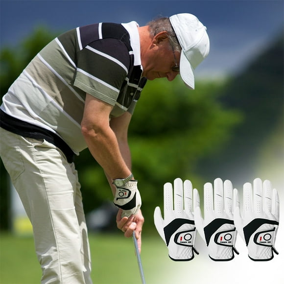 Golf Gloves Men Left Hand Cabretta Leather Multipack All Weather Soft Value 3 Pcs, Golf Gloves Mens for Left Handed Right Handed Golfer Rain Grip Soft Durable Comfortable