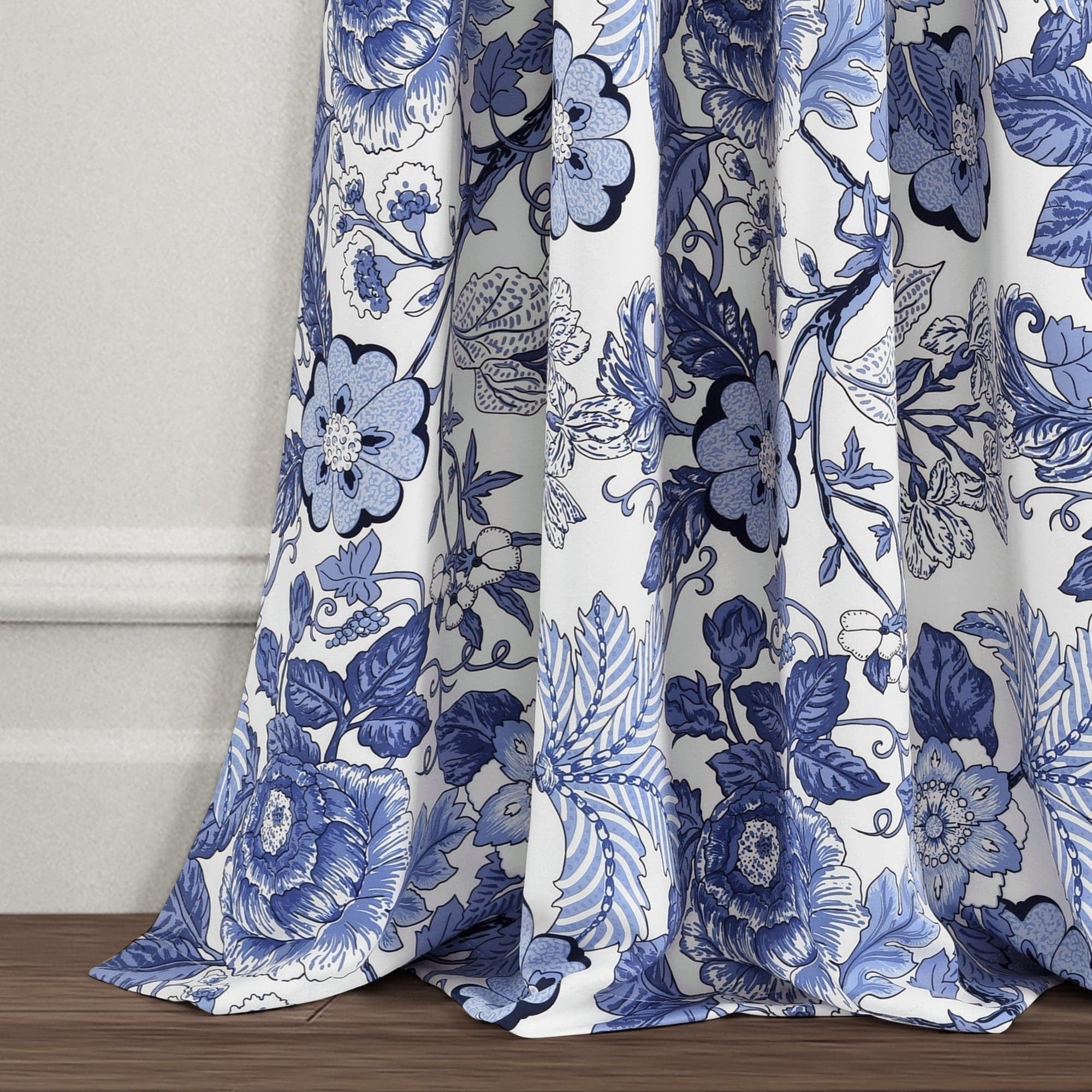 Lush Decor Sydney Room Darkening 84" x 52" Floral Blue 3" Rod Pocket 2-Piece Set Window Panel