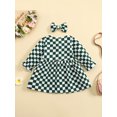 thumbnail image 3 of Bagilaanoe Toddler Baby Girl Plaid Dress Long Sleeve A-line Button-Down Dresses + Hairpin 6M 12M 18M 24M 3T 4T Casual Swing Tunic Tops, 3 of 9