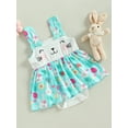 thumbnail image 3 of Newborn Infant Baby Girl Easter Outfit Sleeveless Bunny Romper Dress One Piece Bodysuit Jumpsuit Summer Clothes (Blue, 6-12 Months), 3 of 9