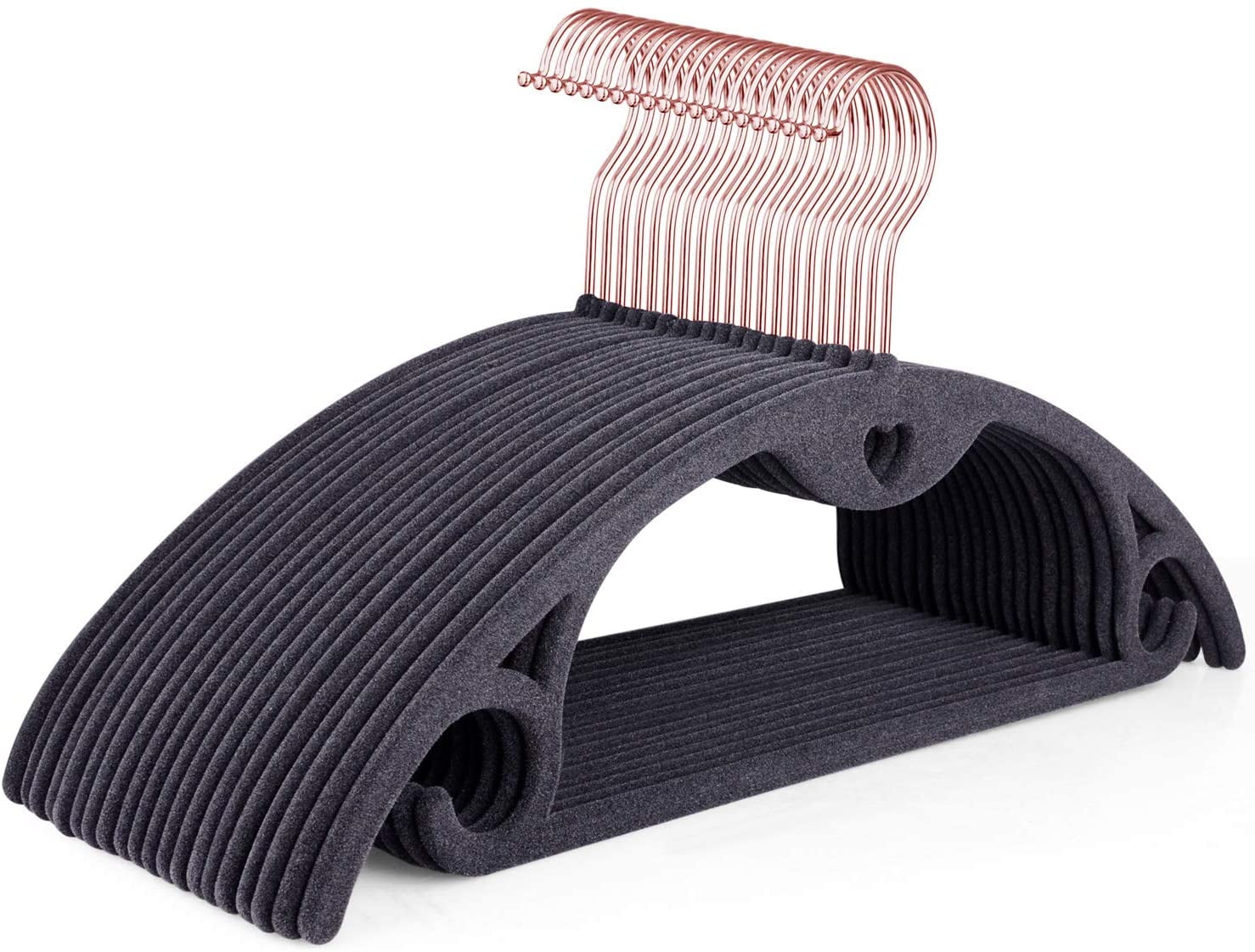 Ultra Thin Space Saving 360° Swivel Hook 50 pack Non-Slip Velvet Hangers 