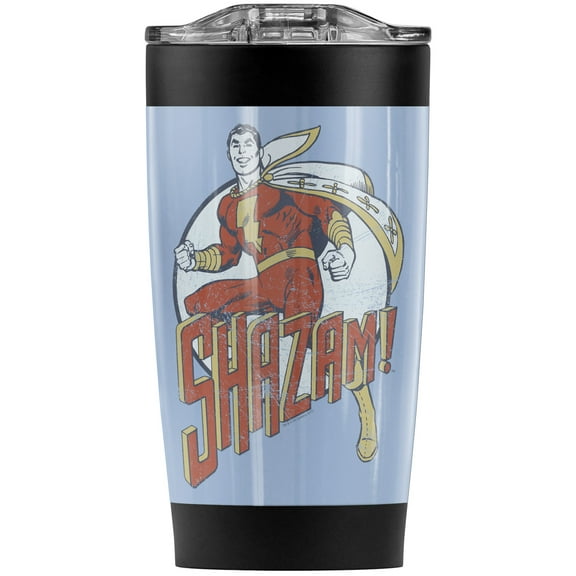 Justice League Shazam! Stepping Out Stainless Steel Tumbler 20 oz Coffee Travel Mug/Cup, Vacuum Insulated & Double Wall with Leakproof Sliding Lid | Great for Hot Drinks and Cold Beverages