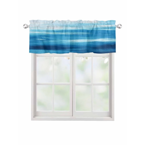 Valances for Windows Light Blue Rod Pocket Cafe Window Treatments Valance Curtains for Kitchen Bathroom Laundry Basement Windows 56"x16"