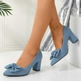 thumbnail image 6 of Miluxas Women High Heels Shoes Denim Sandals High-heeled Chunky Sandal Party office Work Shoe Blue 9(42), 6 of 8
