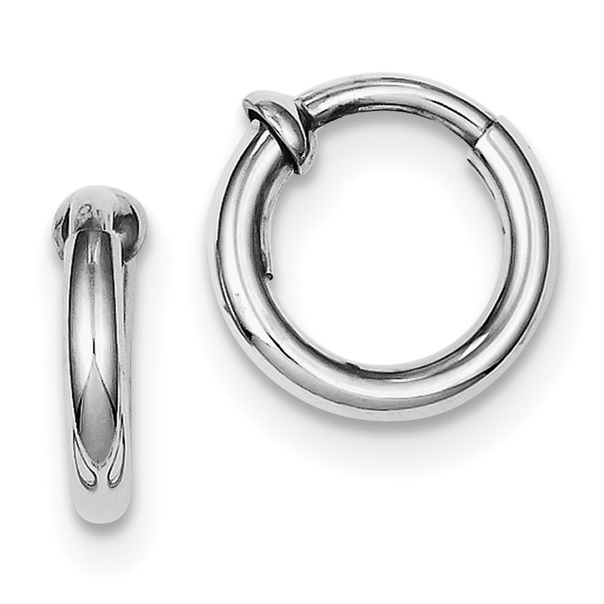 Sterling Silver Rhodium Polished Hoop Earrings - Walmart.com