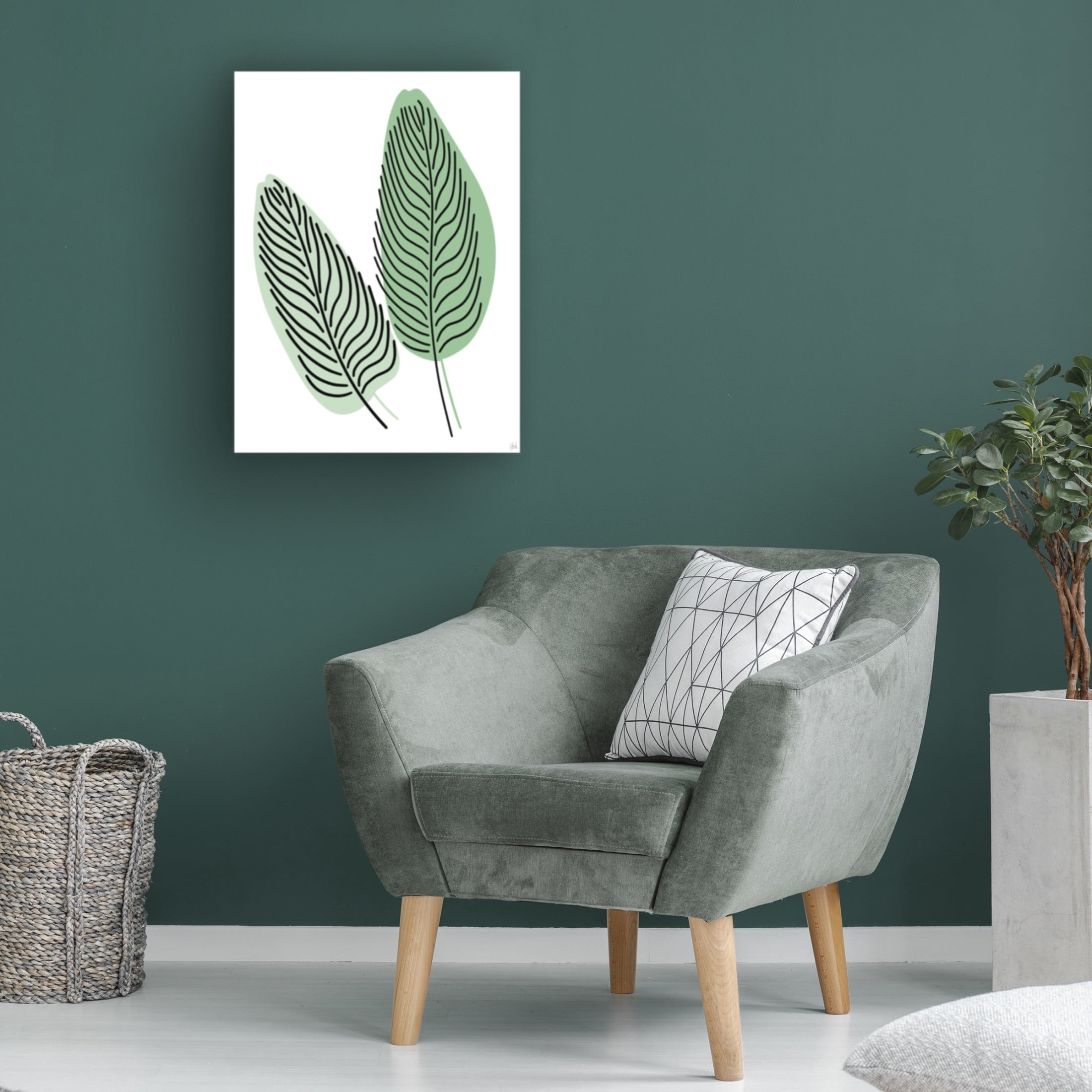 Canvas Wall Art - Line and Brush 'Fern Lines Pair 1' Wall Art for Living Room, Bedroom, or Office Décor by Trademark Fine Art - 24 x 32 Inches