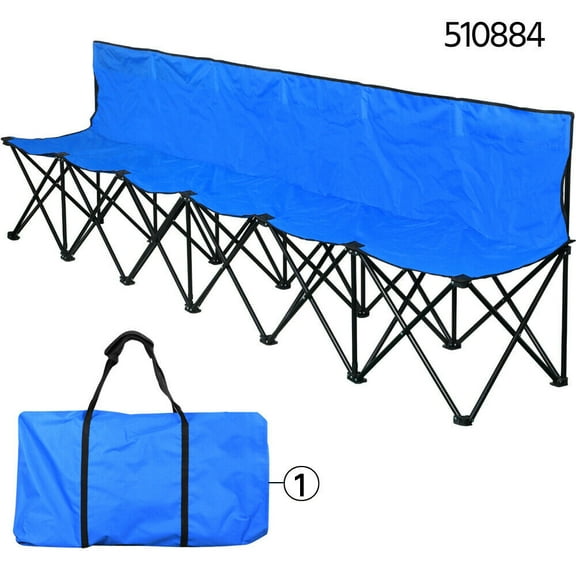 SSyao Folding Chair Sports 6 Seat Sideline Portable Team Bench w/ Sidebag & Carry Bag,Blue