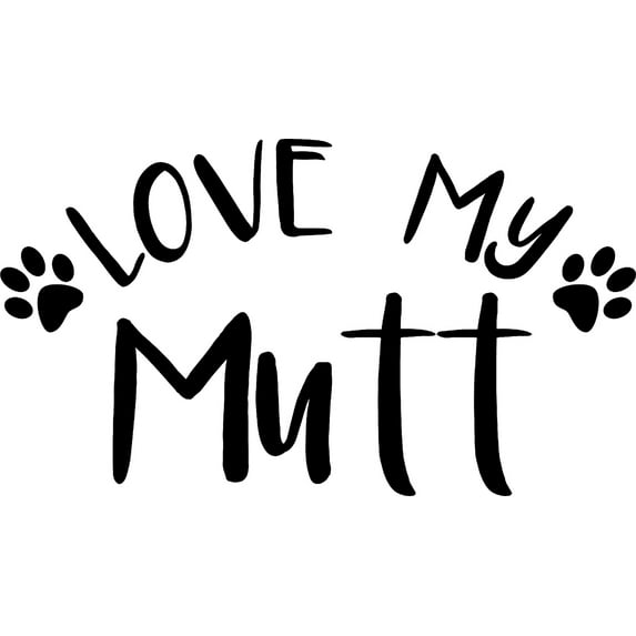 Love My Mutt Paw Prints Dog Animals Mixed Wall Decals for Walls Peel and Stick wall art murals Black Small 8 Inch