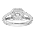 thumbnail image 5 of Solid 14K White Gold Diamond Side-Stones with Princess Cut CZ Cubic Zirconia Center Stone Cushion Halo Engagement Ring Size 7.5, 5 of 8