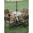 thumbnail image 4 of Outdoor Tablecloth with Umbrella Hole for Patio/Picnic/Party/Camping, 4th of July Waterproof Table Cloth Square Cover Washable, Independence Day American Star Floral Vintage (60"x 60"), 4 of 9