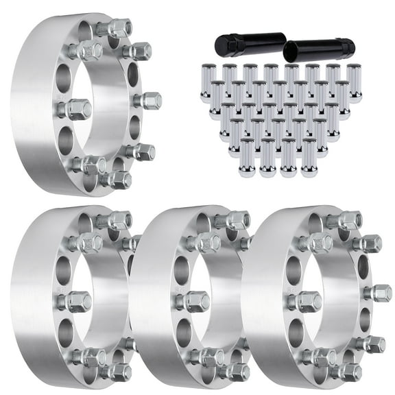 ECCPP Replacement for 4X 2" 8 lug Wheel Spacers 8x6.5 to 8x6.5  Wheel Lug Nuts 32x  2 Keys Silver Chrome 2" Tall Spline Bulge Acorn Lug Nuts fits for Dodge Ram 2500 for Dodge Ram 3500 for Ford e-250