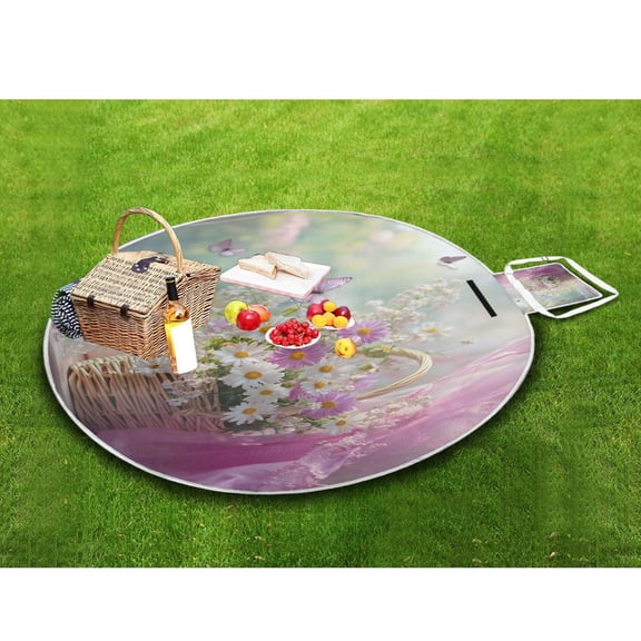 Picnic Blankets Teencool Beach Blanket Creatively Basket Of_flowers_and_butterfly Pattern Outdoor Blanket for Travel