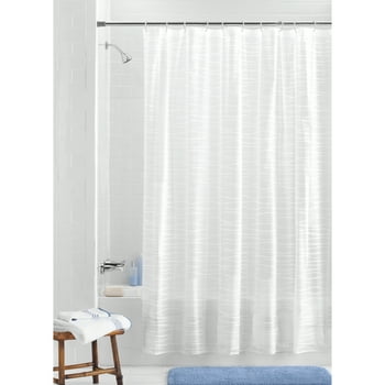 Striped PEVA Bathroom Set, 13-Piece Lightweight Shower Curtain and Hooks, Mainstays Oasis