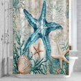 thumbnail image 3 of Retro Starfish Shower Curtain for Bathroom Decor, Ocean Nautical Coral Waterproof Fabric Shower Curtain, 36"x78" Set with 12 Hooks, 3 of 9