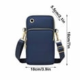 thumbnail image 3 of Bandolera | Bolso para móvil | Tela O-xford resistente al agua, pulsera ligera, múltiples compartimentos, puerto para auriculares | Azul oscuro | Pequeña Bolsa de Hombro, 3 of 6