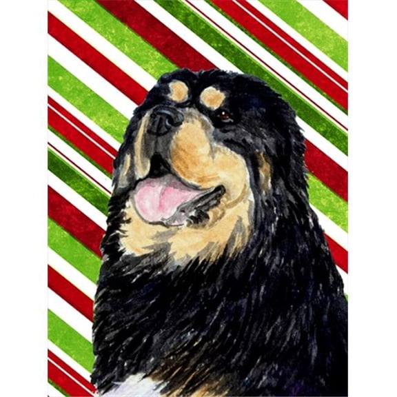 11 x 15 In. Tibetan Mastiff Candy Cane Holiday Christmas Flag, Garden Size
