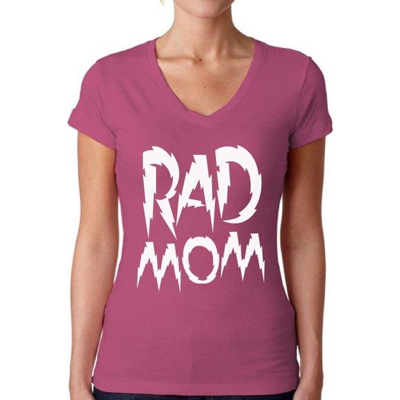 Awkward Styles Women's Rad Mom Funny V-neck T-shirt White Mothering