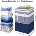 thumbnail image 4 of 2-Pack Large Laundry Basket, Waterproof, Freestanding Laundry Hamper, Collapsible Tall Clothes Hamper with Extended Handles for Clothes Toys in the Dorm and Family (Blue, 75L), 4 of 6