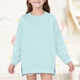 thumbnail image 2 of EnJoCho Girls Crewneck Sweatshirt - Drop Shoulder Side Split Long Sleeve Oversized Pullover Top for Kids 5-14 Years Fall Back-to-School Casual Wear, 2 of 8
