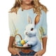 thumbnail image 3 of TaTaai Women Crew Neck 3/4 Sleeve Easter Print Casual Pullover Tee Ladies Spring Daily Commute Gathering Wear Lightweight Breathable Non-See-Through No Fading Fashion Top Gift, 3 of 5
