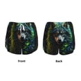 thumbnail image 3 of Pofeuu Realistic Style Colorful Wolf A Print Women's Athletic Shorts Running Workout Shorts Tummy Control Quick Dry Gym Shorts with Pockets Double layer sports shorts-Small, 3 of 7