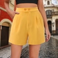 thumbnail image 2 of Clearance! Women's High Waist Wide Leg Shorts Dressy Casual With Side Pockets Comfortable Summer Fashion Stretchy Trendy Lounge Outfits Yellow S Size, 2 of 6
