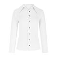 thumbnail image 4 of Xunlbb Long Sleeve Shirts for Women, Women's Solid Color Button Up Long Sleeved V-neck Shirt S-2XL Holiday Gift Finder, 4 of 6