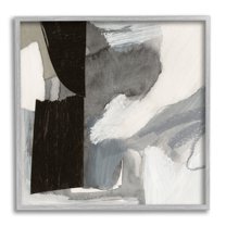 Stupell Industries Bold Black Shapes Layered Abstract Fluid Forms Painting Gray Framed Art Print Wall Art, Design by Victoria Barnes