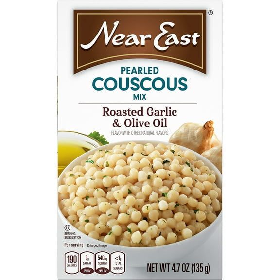 Near East Oil Pearled Couscous, Roasted Garlic & Olive, 4.7 Ounce, Pack of 12