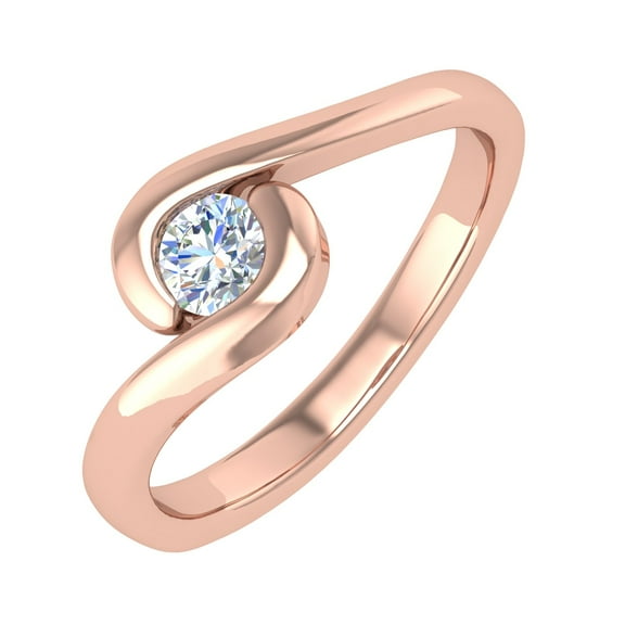 10K Rose Gold Channel Set Solitaire Diamond Engagement Ring Band (0.18 Carat) (Ring Size 7.5)