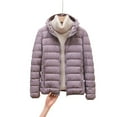 thumbnail image 4 of Winter Puffer Coats for Women Lightweight Puffy Jacket Packable Hooded Down Coat Purple XXL, 4 of 5